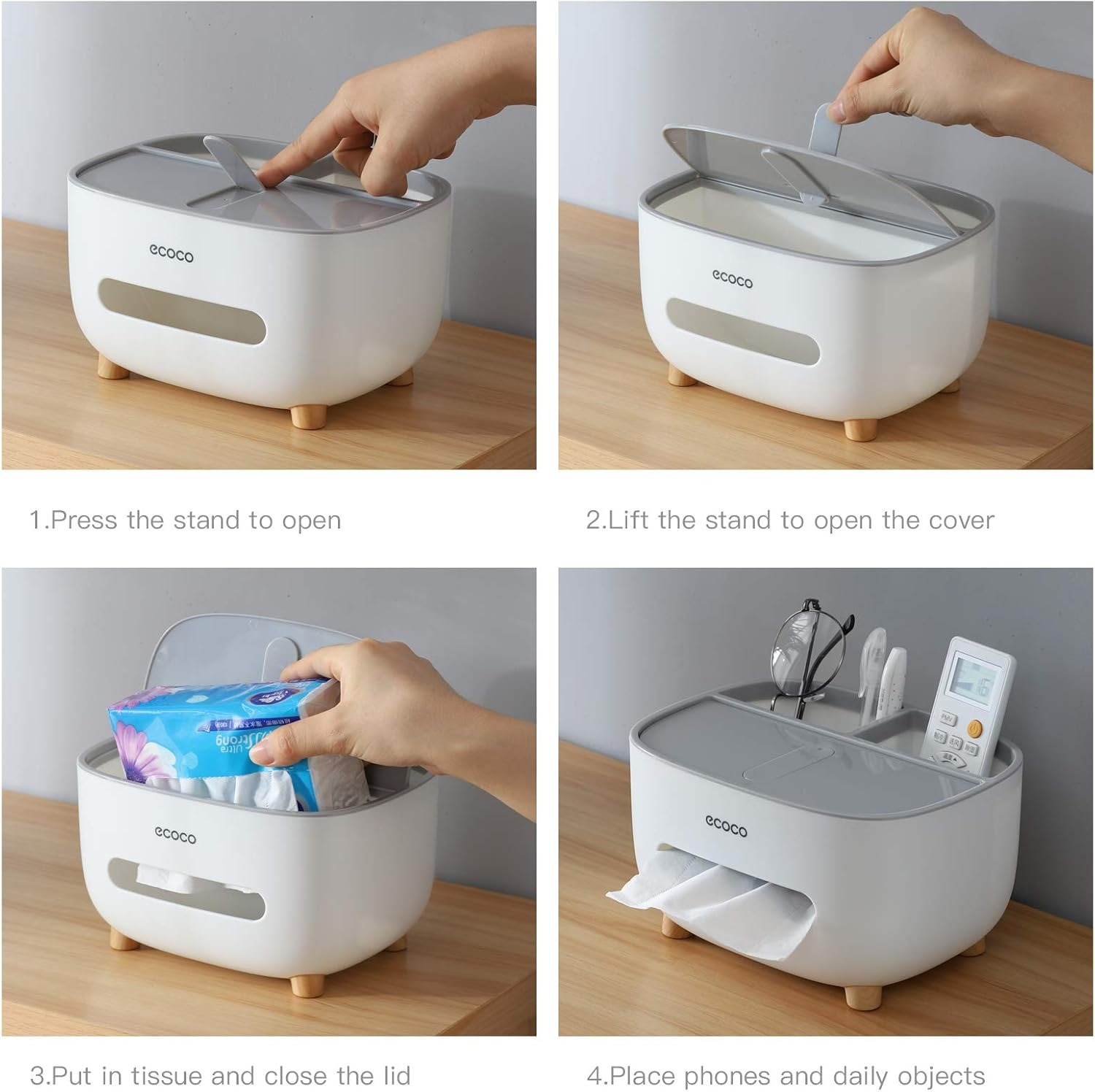 Ecoco Tissue Box with Storage Drawer